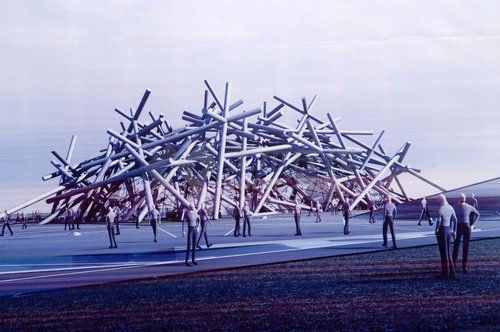 【合肥】某展示馆钢结构设计图-图一