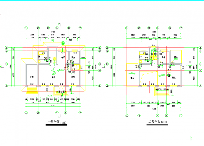 农村别墅建筑结构设计全套CAD图纸（地上2层）_图1