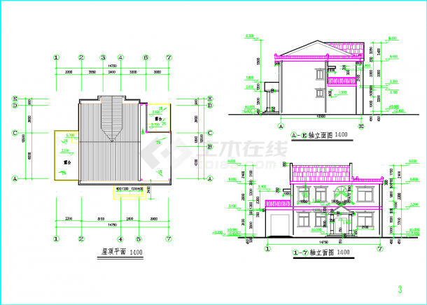 农村别墅建筑结构设计全套CAD图纸（地上2层）-图二