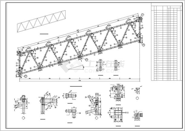 某地区三跨钢结构通廊CAD详图-图二