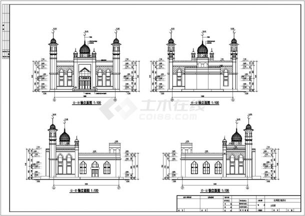 某地2层框架结构清真寺建筑方案图-图一
