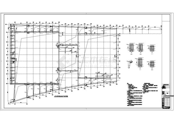 [四川]大底盘地下室框架与框剪结构大型文化体育中心结构施工图（网架结构屋面）-图一