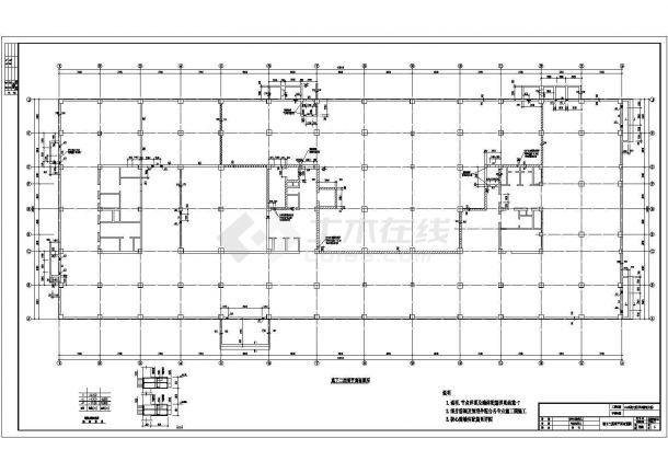 某九层框架剪力墙结构科技大厦结构设计施工图纸-图二