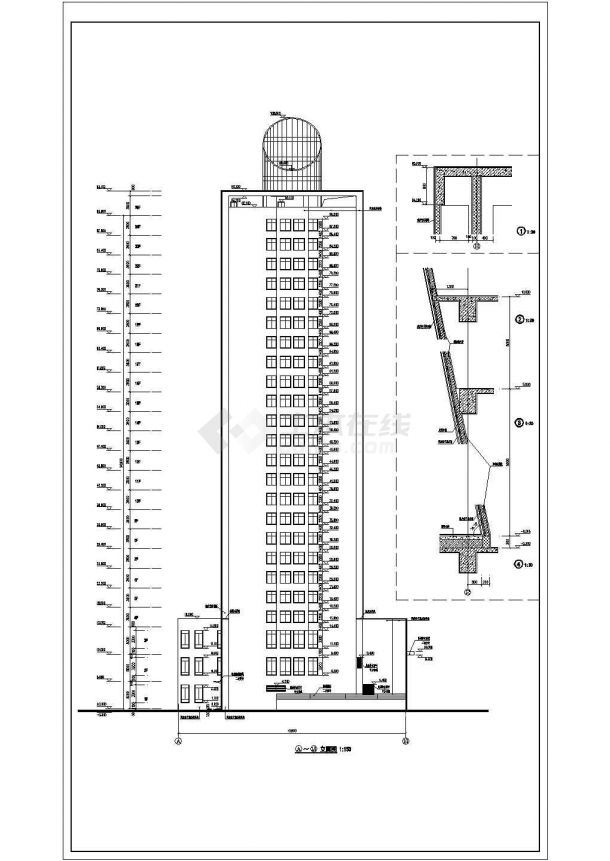 河南二十四层框架结构大厦建筑设计施工图-图一