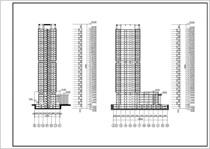 某城市35层框架核心筒办公楼建筑设计方案图_图1