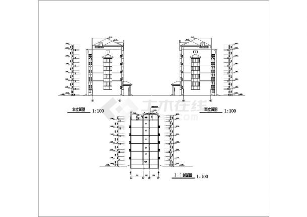 某地五层框架结构住宅楼建筑设计方案图-图二