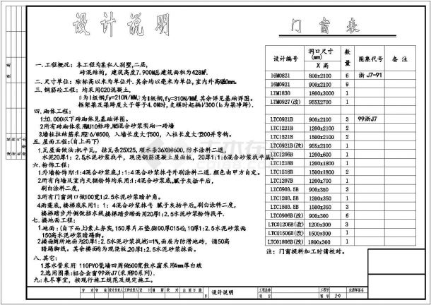 某二层砖混住宅别墅结构设计施工图纸（条形基础）-图一