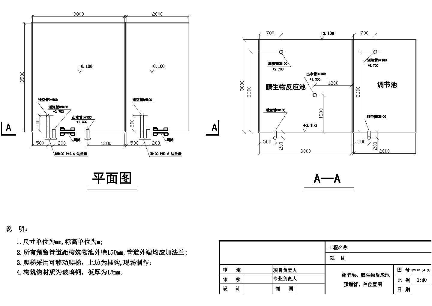 【北京】中水回用处理工程全套图纸（中空纤维膜法）
