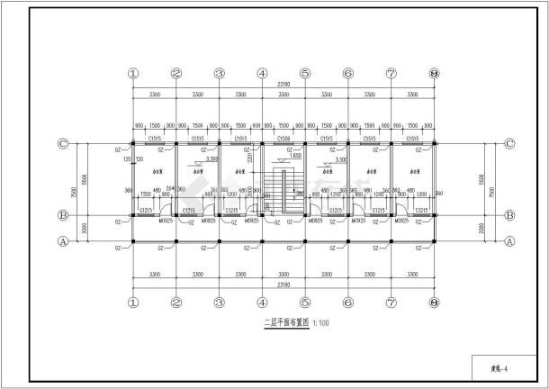 某地二层砌体结构办公楼建筑方案设计图-图二