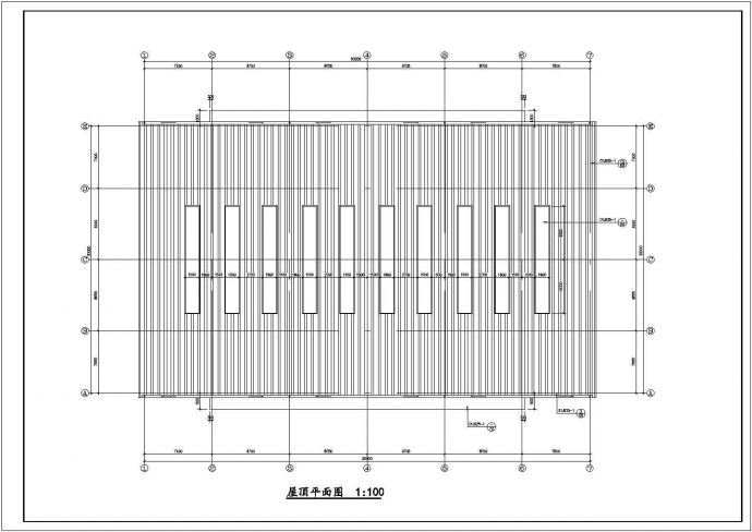 30米跨单层轻钢结构车库建筑、结构图_图1