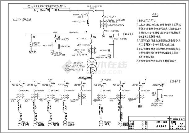 【云南】某35KV总降压站电气设计施工图纸-图一
