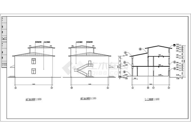 某工厂两层砖混结构宿舍楼建筑设计施工图-图二