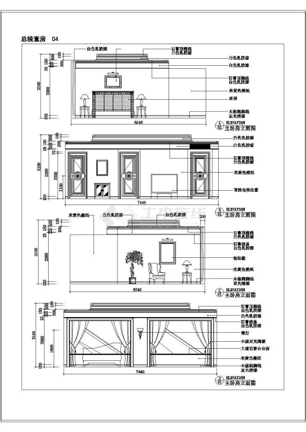 某豪华欧式风格总统套房室内施工图-图二