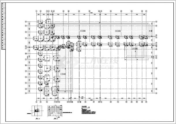 框架结构小型冷却工业厂房施工图（桩基础，共14张）-图一