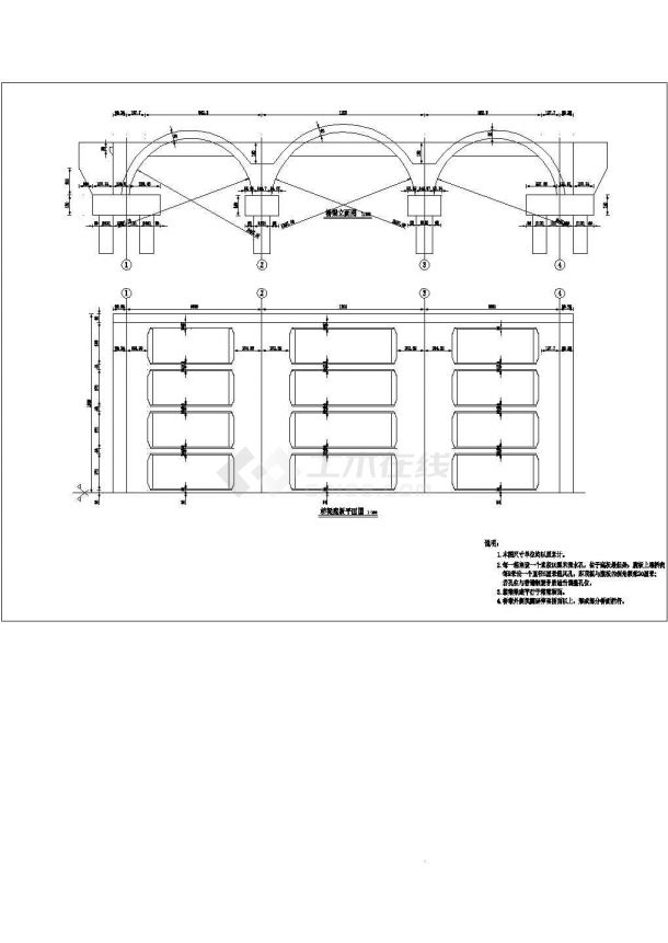 10+12+10m三跨连续箱梁景观拱桥设计图-图二