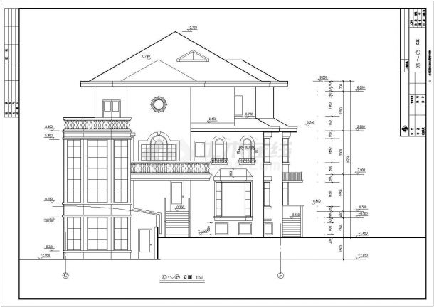 某地区3层框架结构别墅建筑方案图-图一