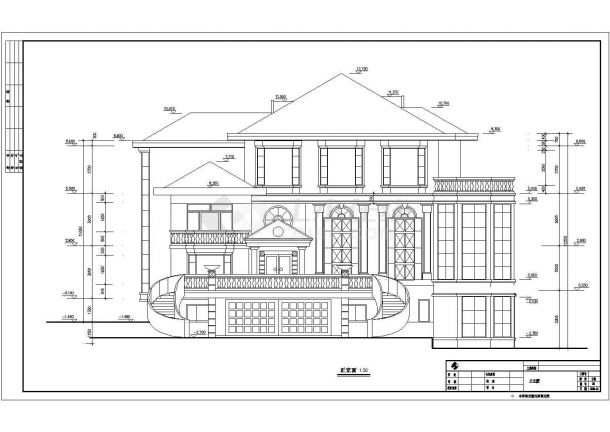 某地区3层框架结构别墅建筑方案图-图二