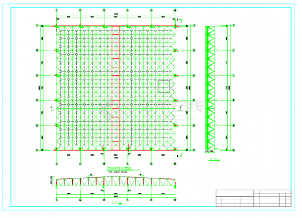2897平方米三层框架结构师范学院体育训练馆结构设计施工图（网架屋盖）-图二