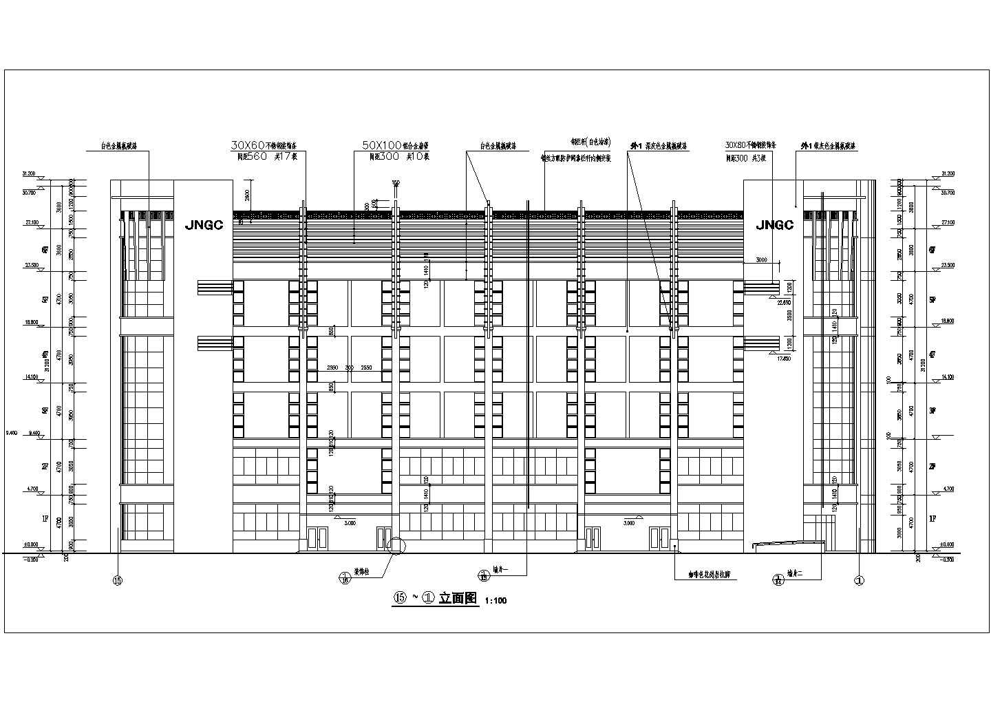 某地6层框架结构商业楼建筑设计施工图