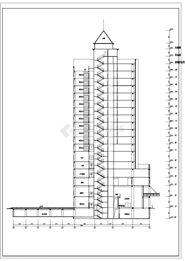 某地18层框架结构酒店建筑设计施工图-图一