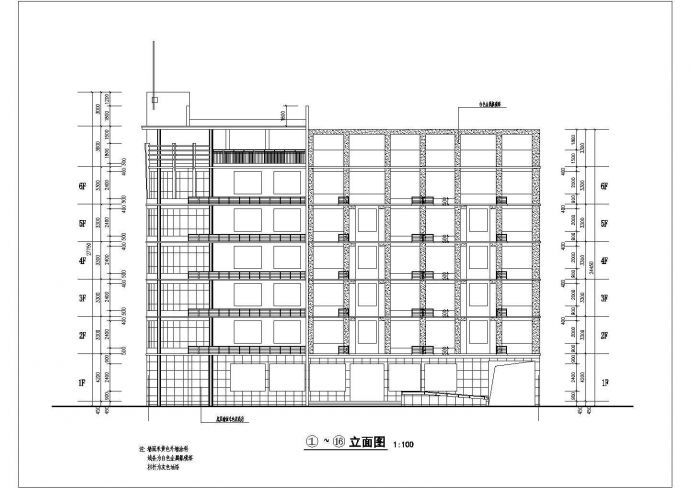 某地六层框架结构办公综合楼建筑设计扩初图_图1