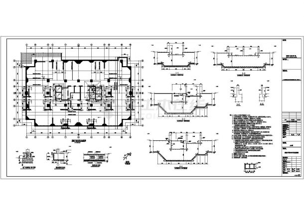 二十三层框架核心筒住宅结构设计施工图-图二