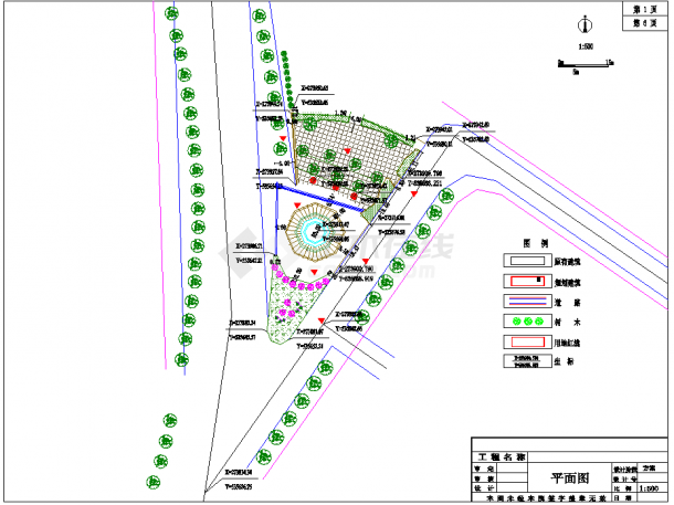 某步行街广场绿化景观规划设计施工图-图一