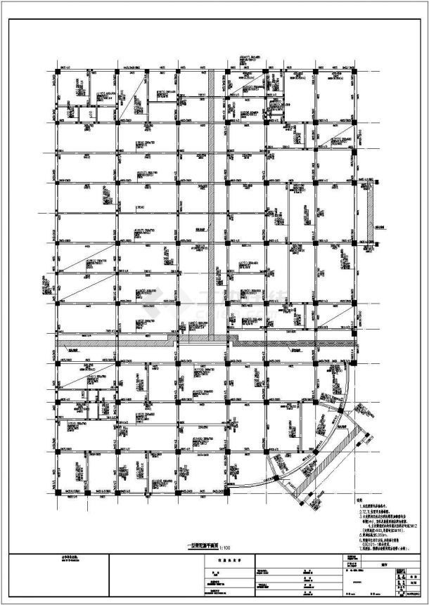 【包头】五层框架结构超市结构设计施工图（含建筑图、楼梯计算书）-图一