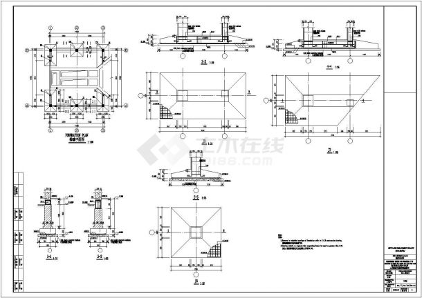 单层框架结构粗格栅及进水泵房结构施工图（知名设计院中英文对照）-图二