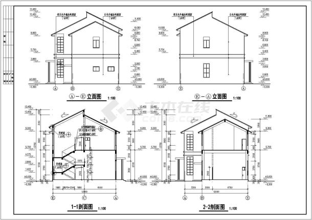 某公司两层框架结构办公楼建筑设计施工图-图二