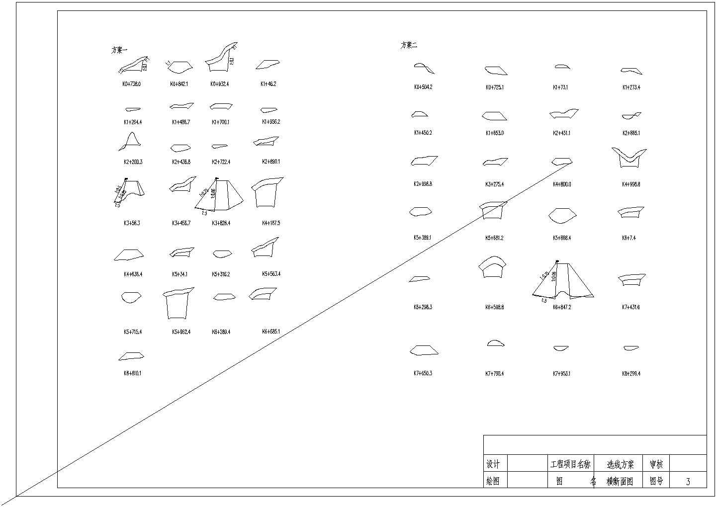 【内蒙古】二级公路平面图及断面图设计（含方案比选）