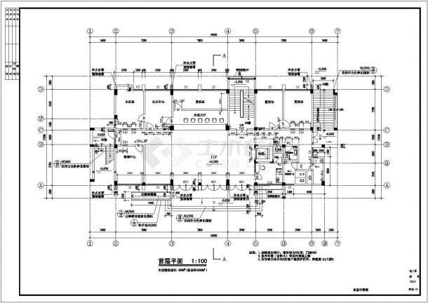 【广东】现代风格六层办公楼施工图（含水电结构施工图）-图二