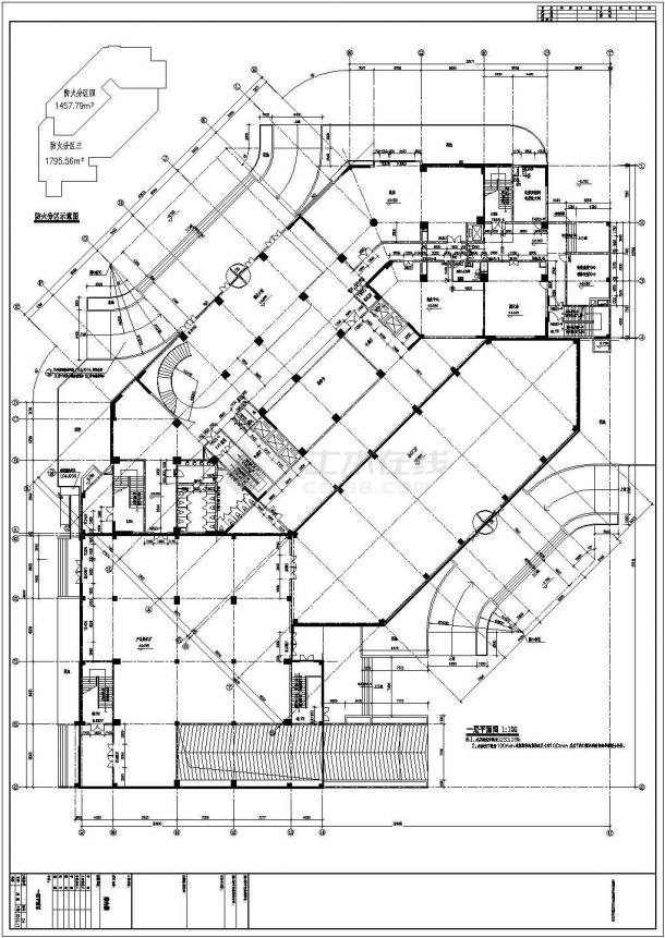 二十一层S形框剪结构酒店办公综合楼结构施工图（含建施）-图二