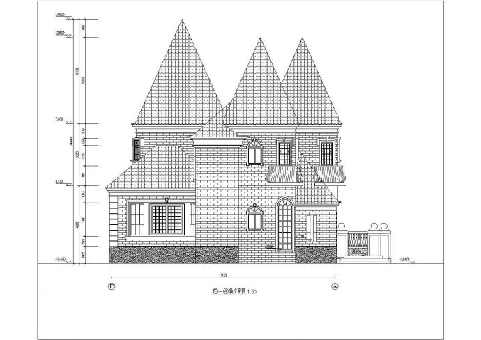 某地2层框架结构小型城堡建筑方案图_图1