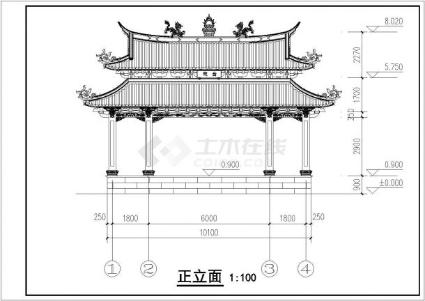 两个单层木结构闽南风格戏台建筑方案图-图二