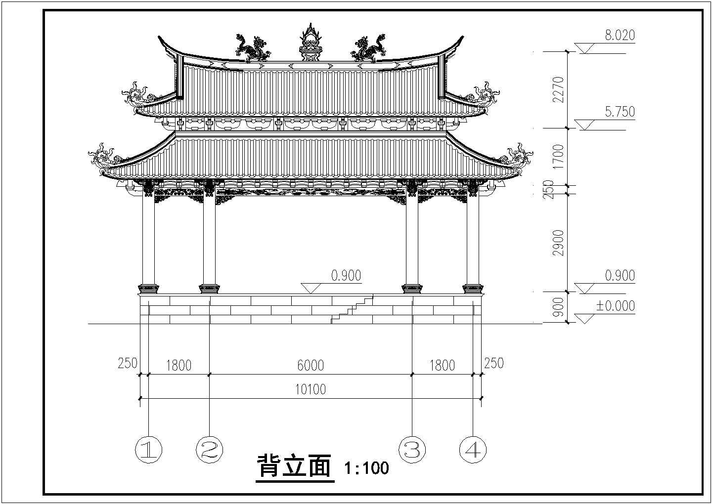 两个单层木结构闽南风格戏台建筑方案图