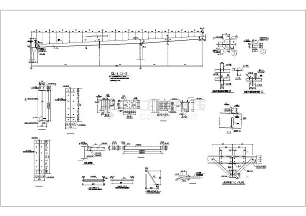 24米跨单层门式刚架（含吊车）厂房结构施工图-图二