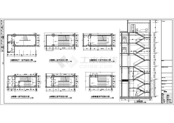 十层框架结构办公楼结构施工图（地下一层）-图二
