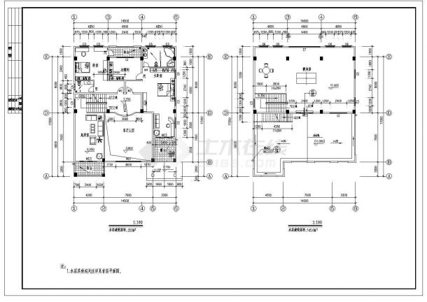 [广东]888平方米四层框架结构别墅结构图（含建筑图）-图二