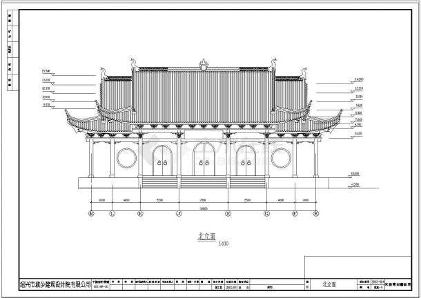 中国古代建筑寺庙山门殿建筑施工图-图二