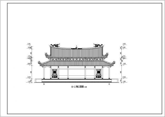 中国古代道家仿古建筑大殿建筑施工图_图1