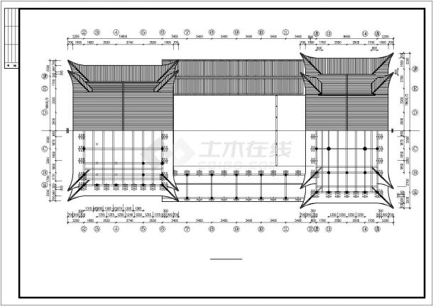 某地中式戏台、祠堂建筑施工设计图-图一