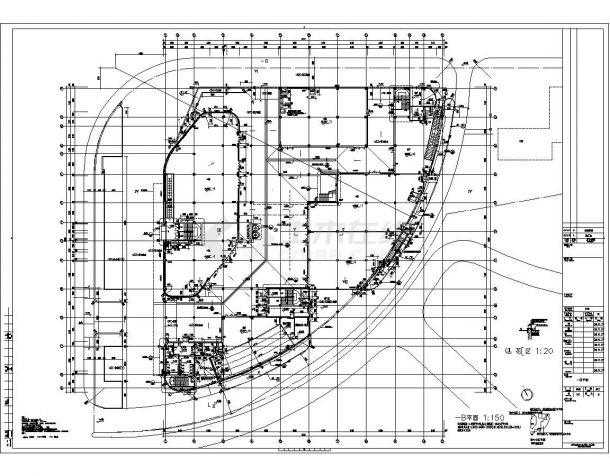 【江西】四层框架结构商业楼结构设计施工图（桩基础）-图一