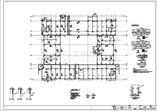[安徽]六层框架结构综合教学楼结构施工图-图一