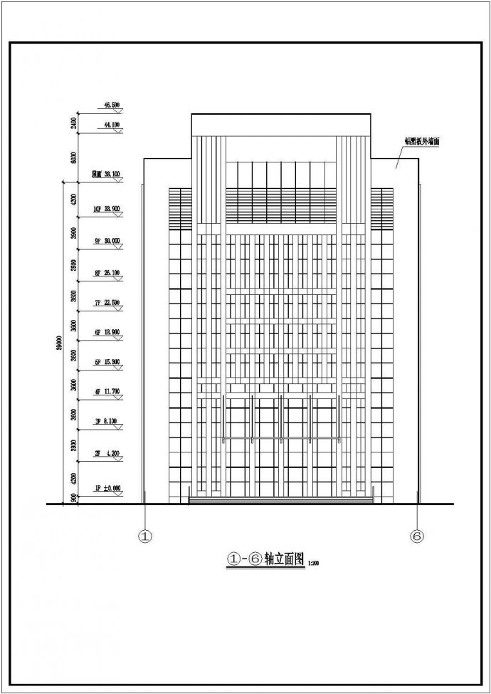 黄石某10层框架结构办公室建筑方案图_图1