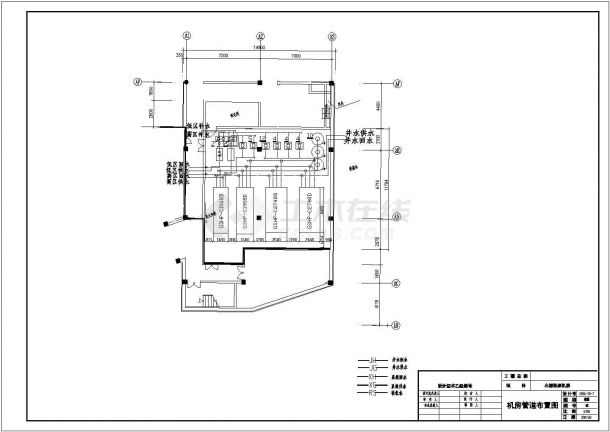 某地区水源热泵系统机房设计全套图纸-图一
