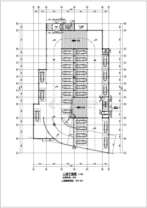 天津某国际小区停车区设计图-图二