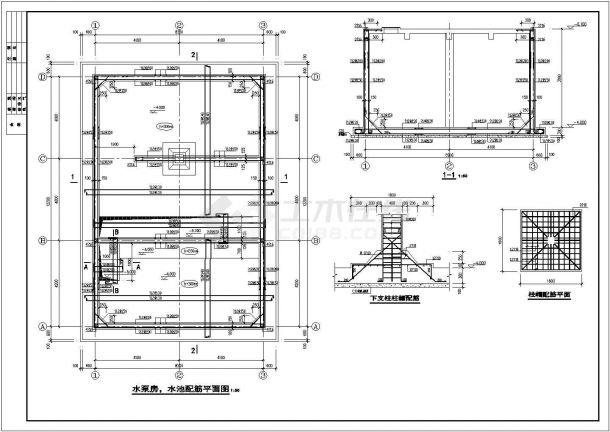 某地下消防水池结构图（水泵房，共2张图）-图二
