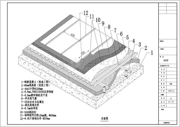某居住区居住区钛锌板屋面结构设计施工图，共16张图-图二
