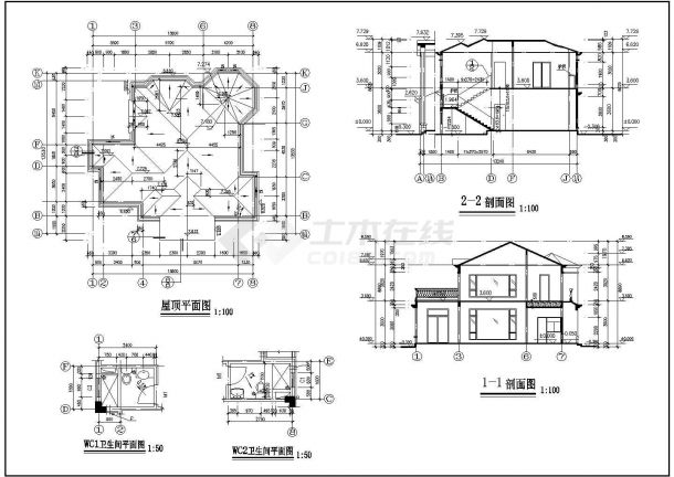 某地2层框架结构别墅全套建筑施工图-图二